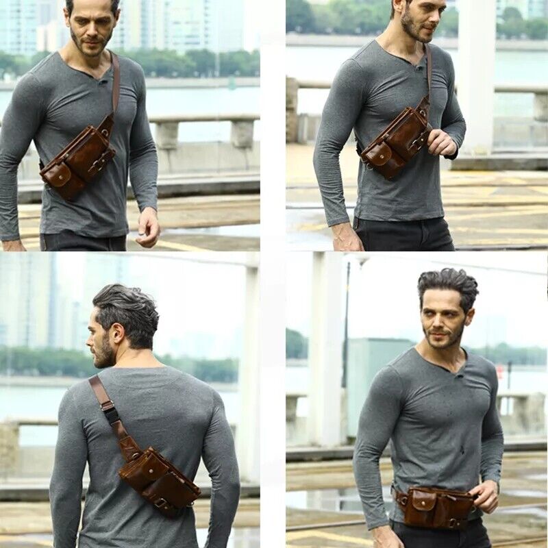 100% Genuine Leather Waist Belt Chest Bag