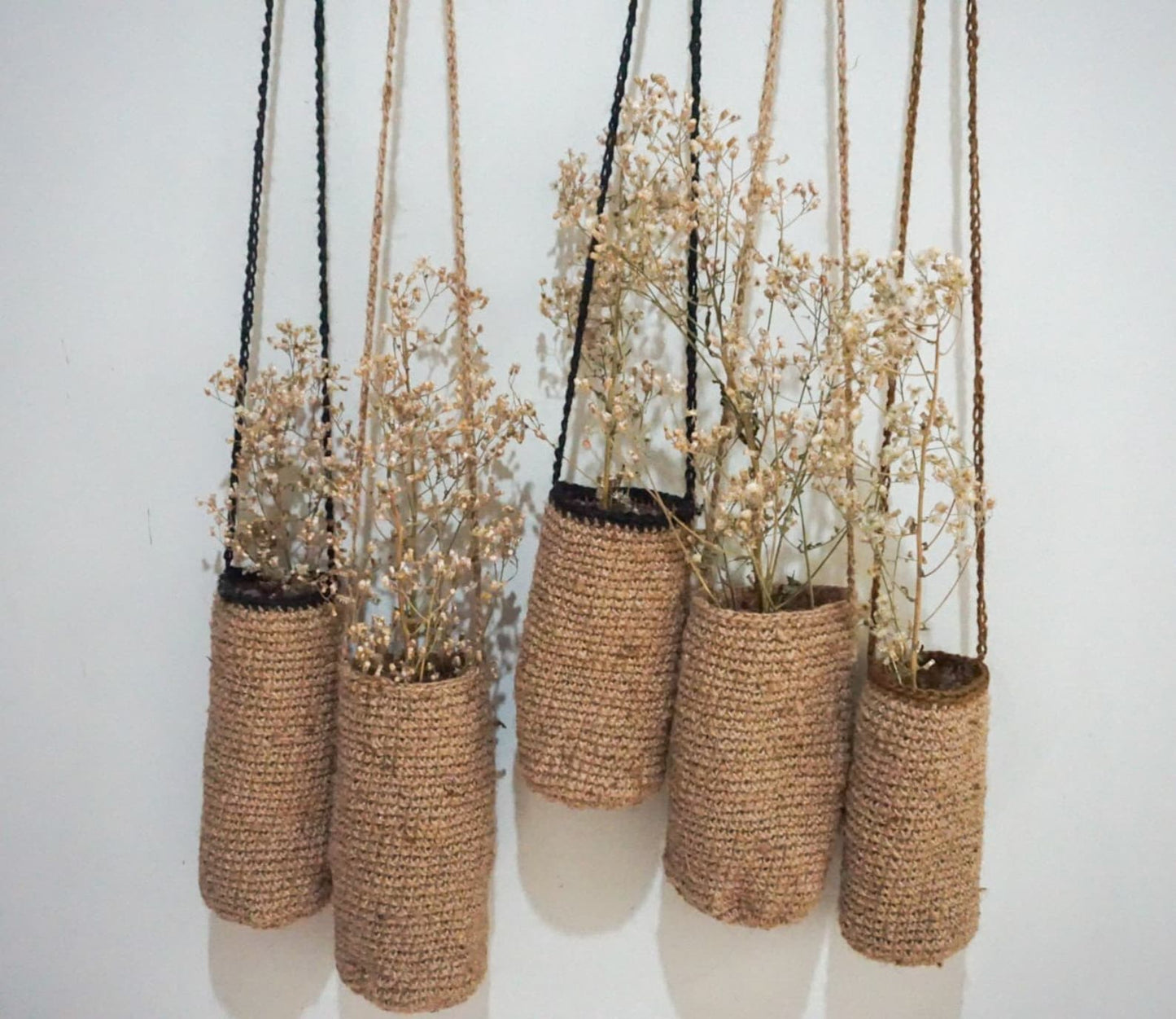 Jute Crochet hanging basket for fall Autumn