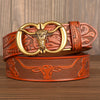 Men’s Ox Leather Belt Genuine Leather Automatic Buckle Waist Belt