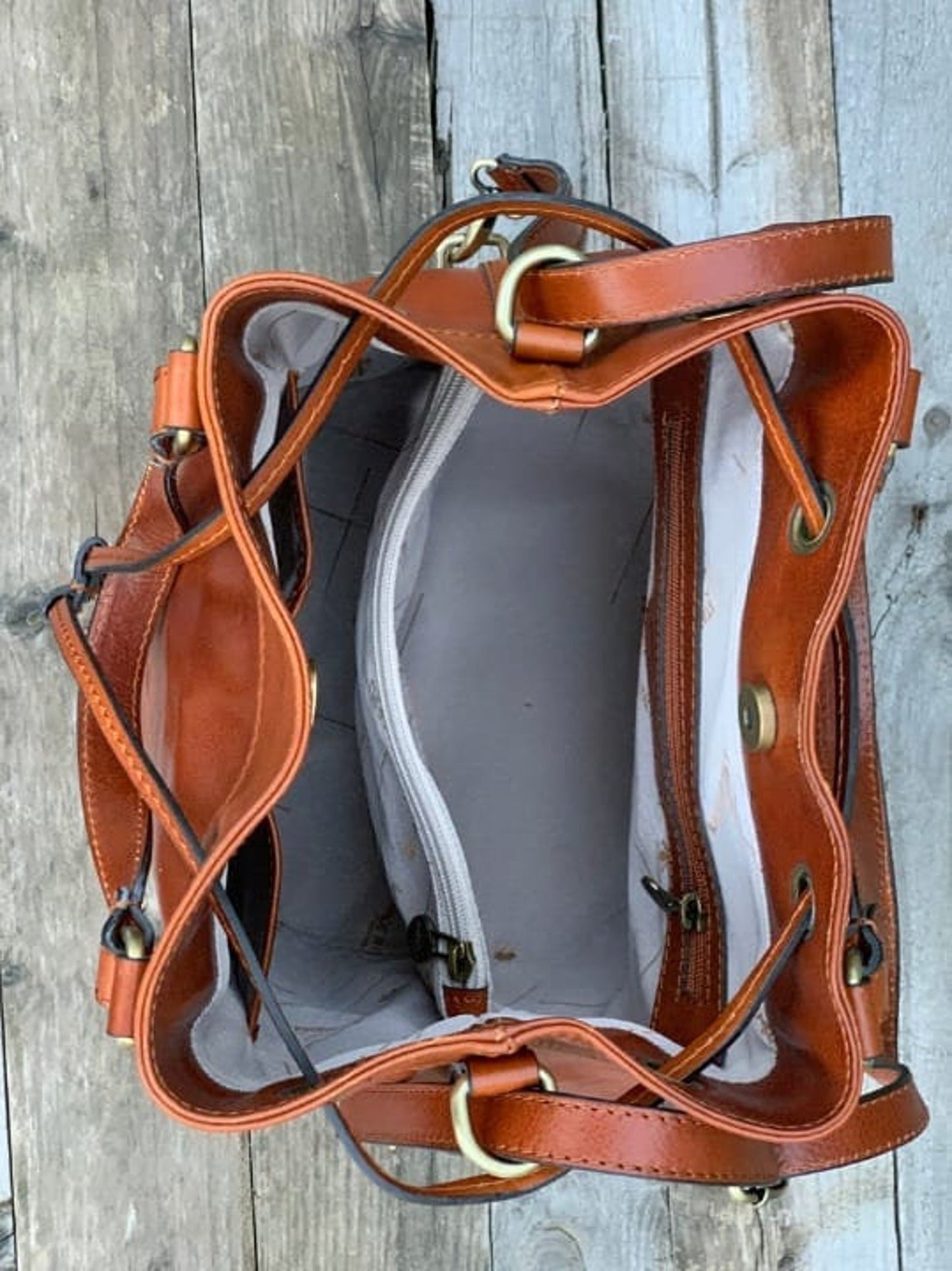 Real Leather Bucket Bag