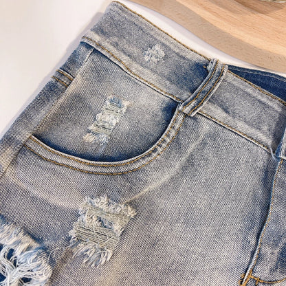 Women's Ripped Denim Micro Shorts