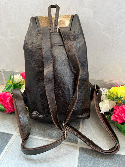 Leather Cowhide Backpack Purse