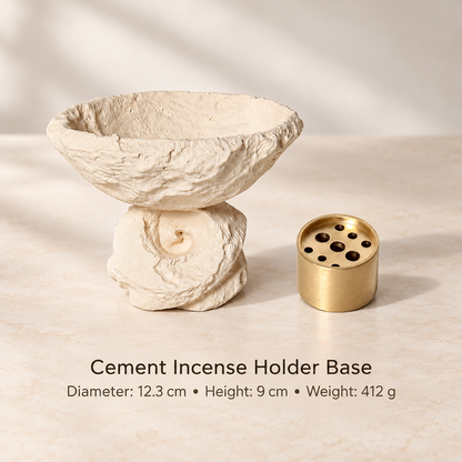 Modern Incense Holder in Cement with Sculptural Pedestal Bowl 7