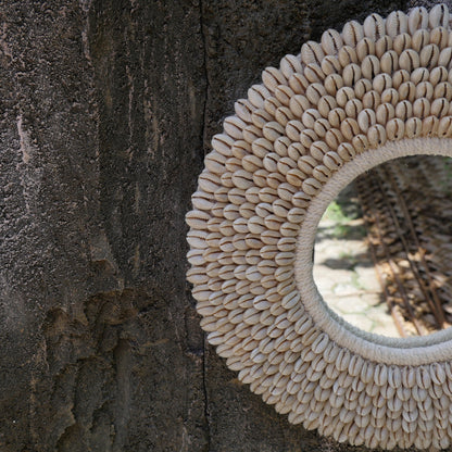 Papua Necklace Inspired Cowrie Shell Round Mirror