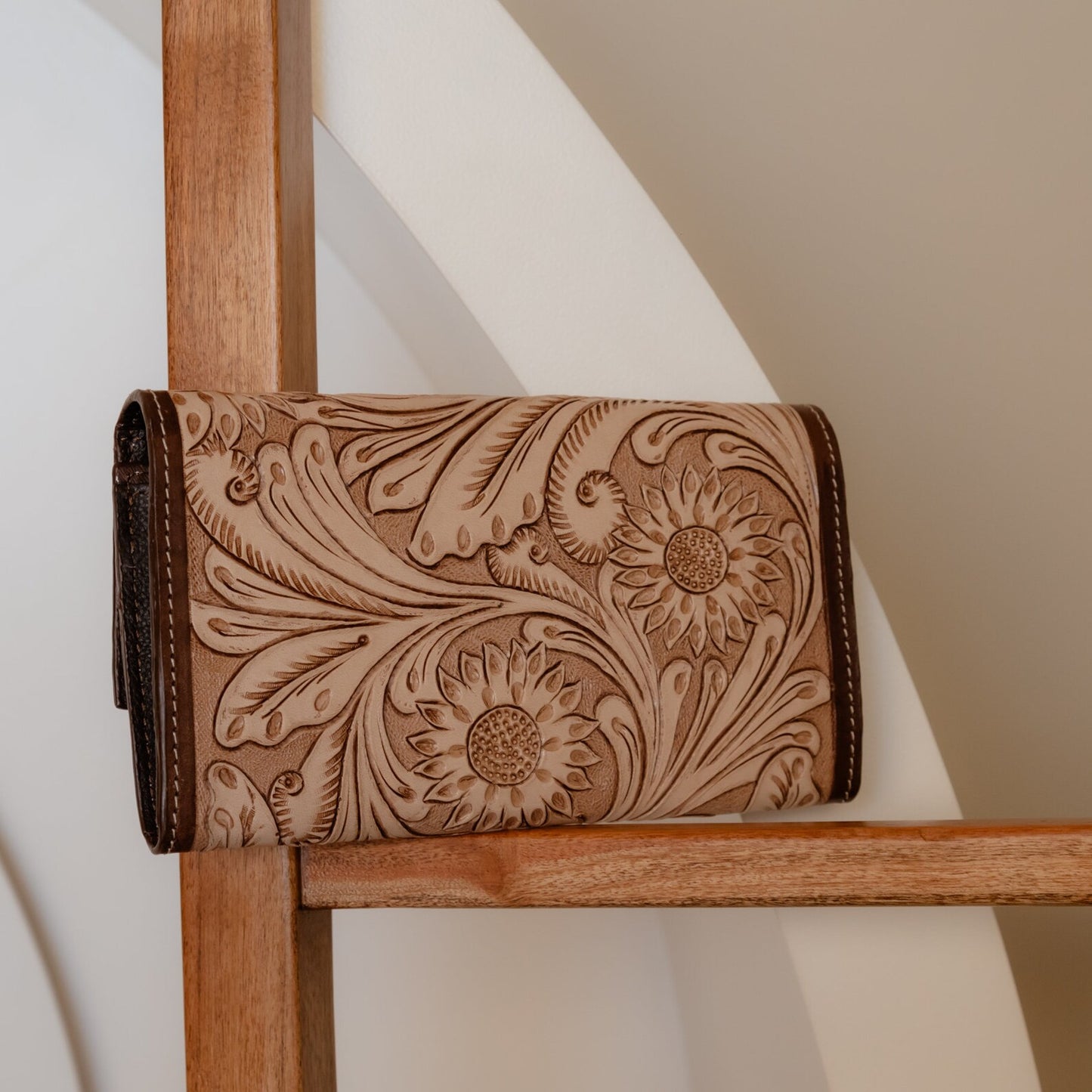 Engraved Tooled Leather Women's Wallet