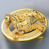 Animal Head Belt Buckle with Rhinestones and Stainless Steel Frame