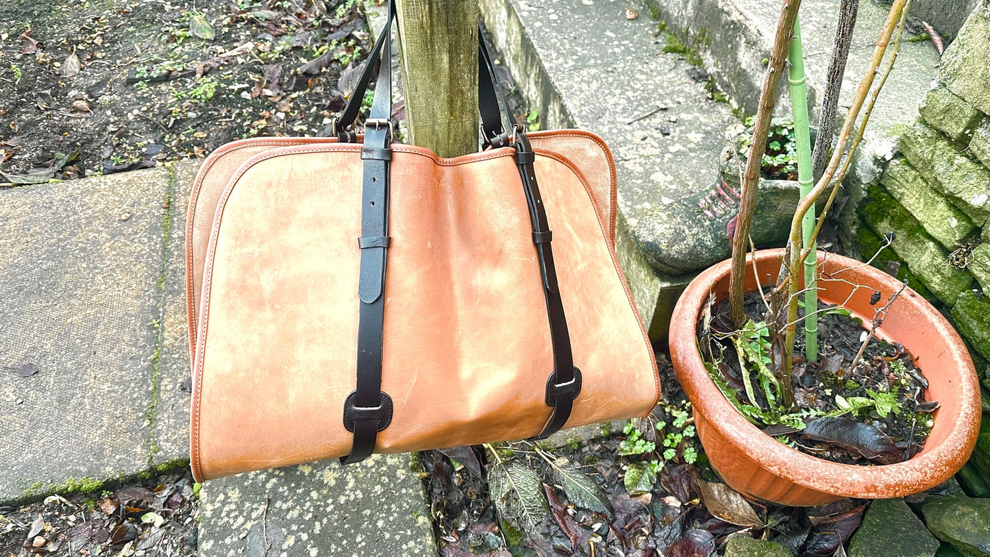 Genuine Leather firewood log carrier