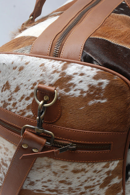 Real Cowhide Patchwork Overnight Bag