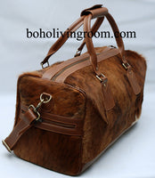 Cow skin duffle bag: classic charm, durable and practical for your travels.