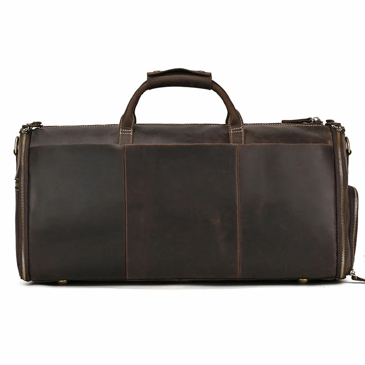 Leather Duffle Garment Bag with Shoe Pocket