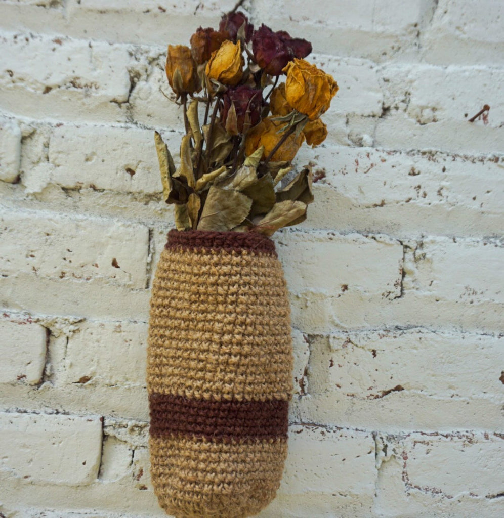 Jute Crochet hanging basket for dried flowers