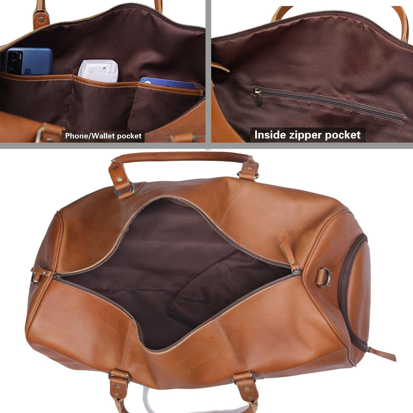 genuine good leather duffle bag