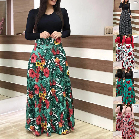 Boho Floral Long Sleeve Maxi Dress for Women