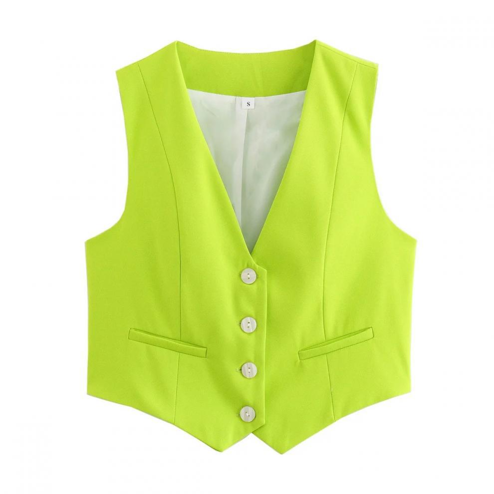 v neck sleeveless lazer vest women's