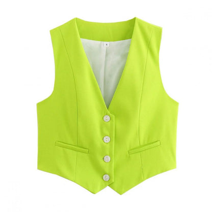 v neck sleeveless lazer vest women's