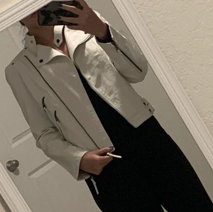 Women Slim Fit Leather Moto Jacket