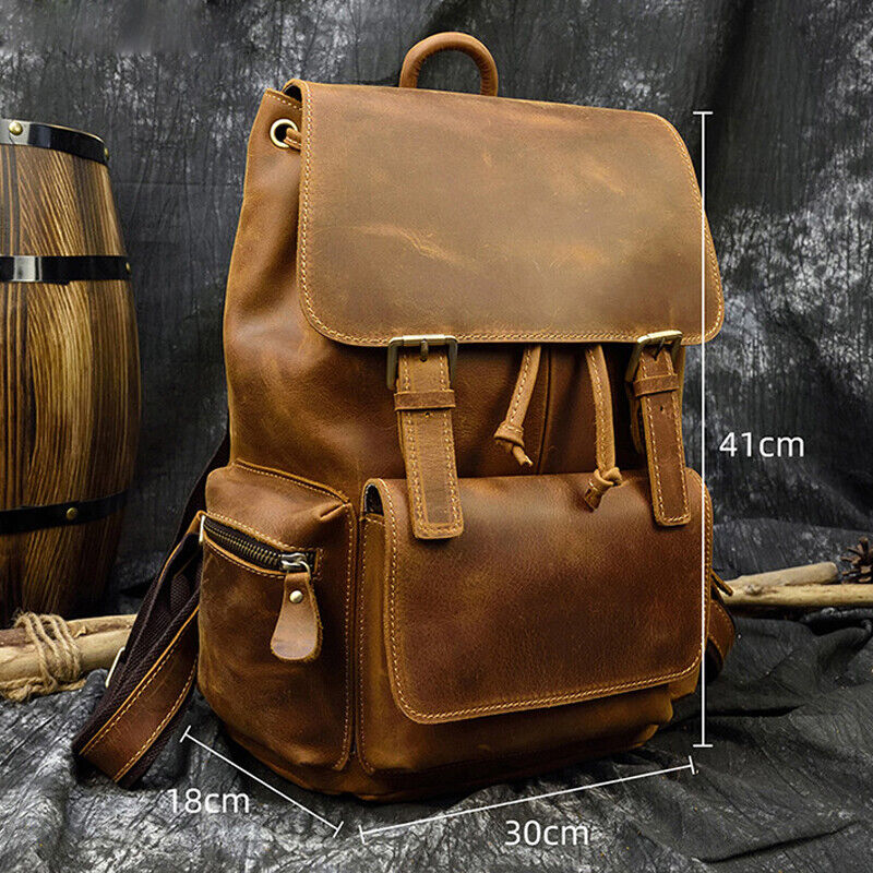 Retro Leather Backpack Laptop