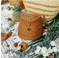 Rattan Backpack Traditional Bali Handwoven Straw Bag
