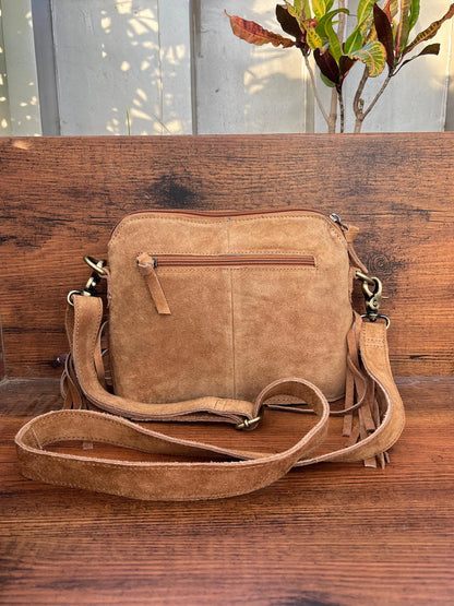 Embroided Suede Crossbody Bag