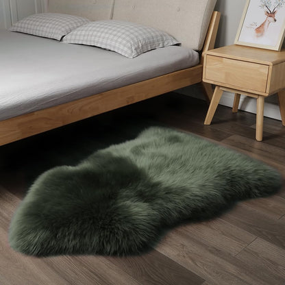 Genuine Green Fur Sheepskin Rug