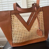 Premium Leather Rattan Bag In V Style