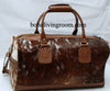 Cowhide Weekender Bag Dark Brown Black