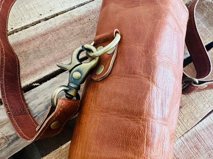 leather water bottle carrier