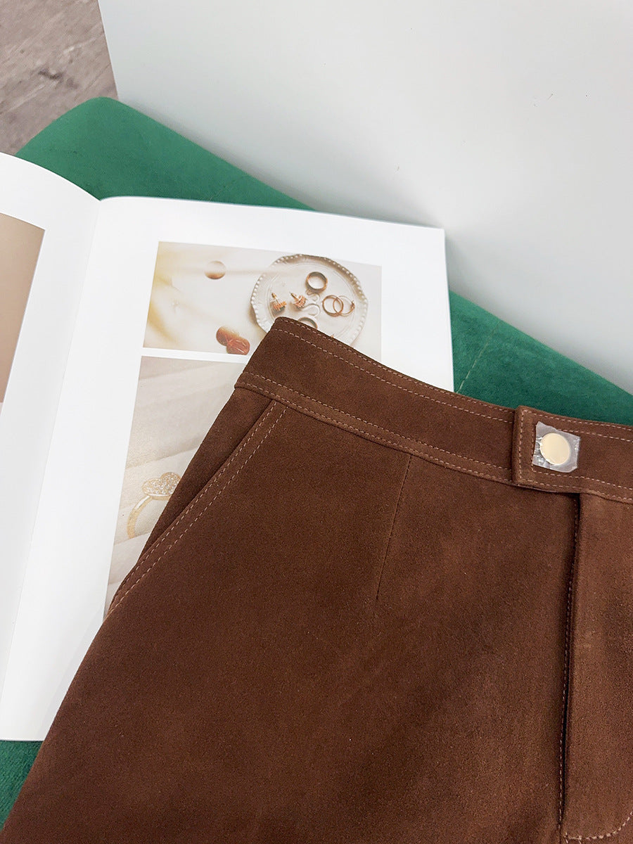 Women’s Leather Suede Mini Skirt A-Line