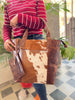 large cowhide tote bags brown white