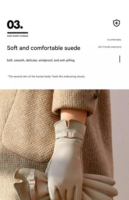 Women leather gloves for winter warmth