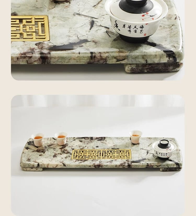 Snow Mountain Blue Luxury Marble Tea Tray