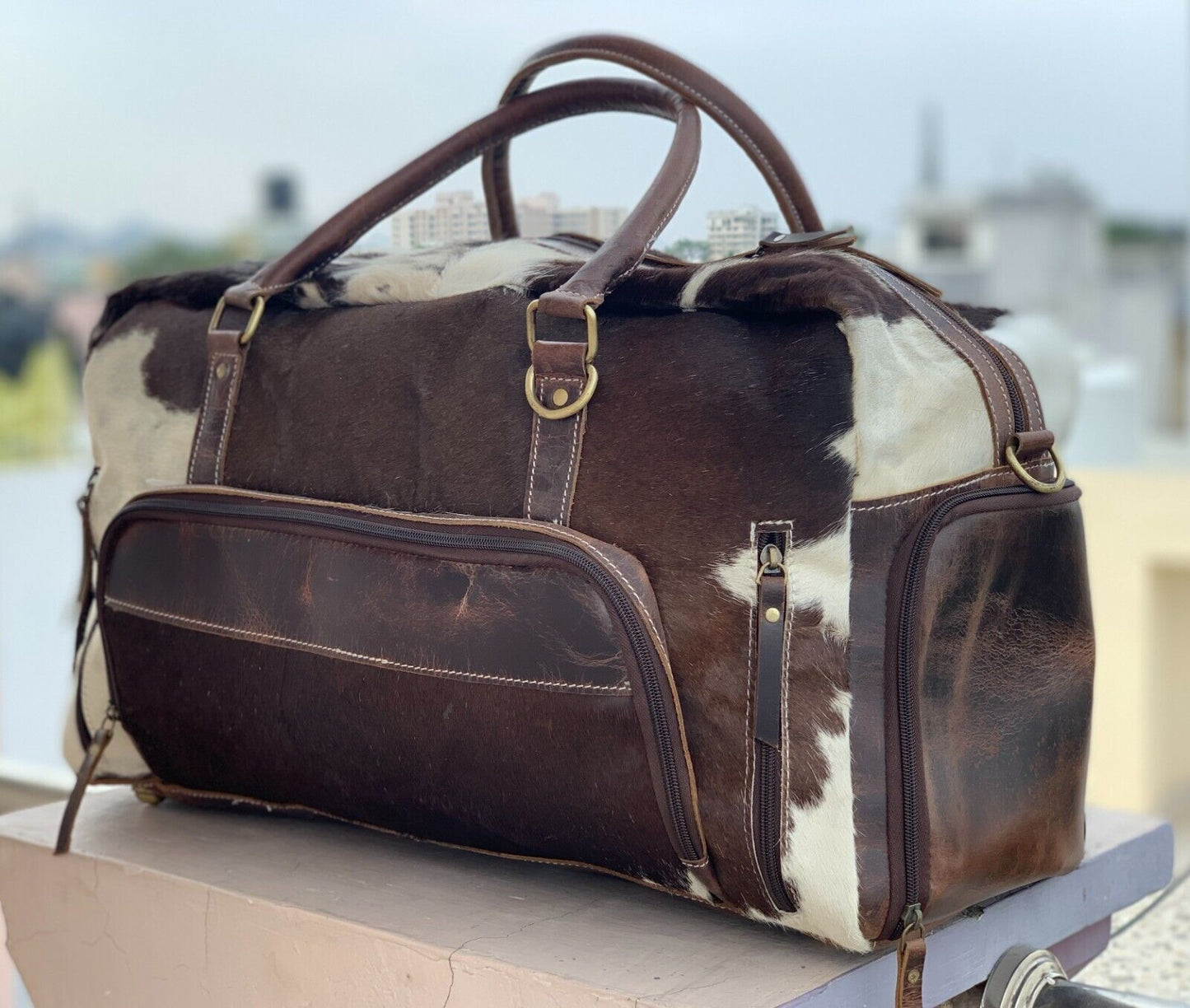 Hair on Cowhide Travel Duffel Bag