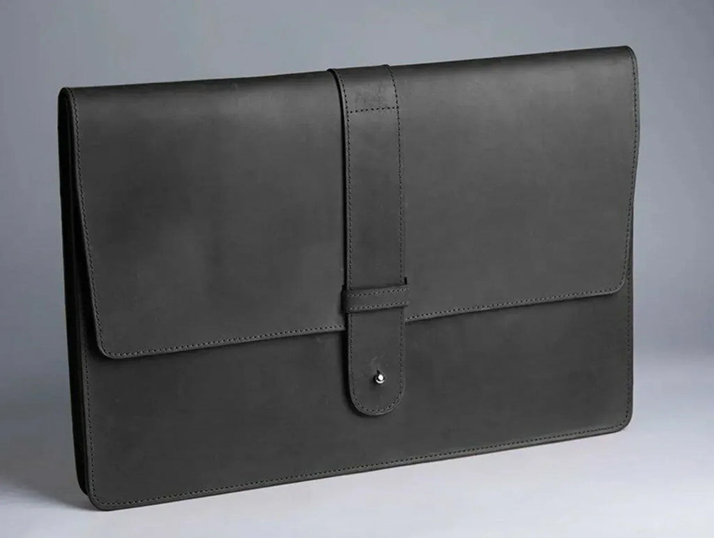 Real Genuine Leather Envelope Case Cover For Laptop Black 15 inches