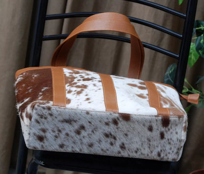 Brown White Cowhide Leather Shoulder Bag