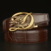 Men’s Leather Belt with Intertwined Crocodile Buckle