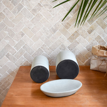 Zeolite stone bathroom accessories set