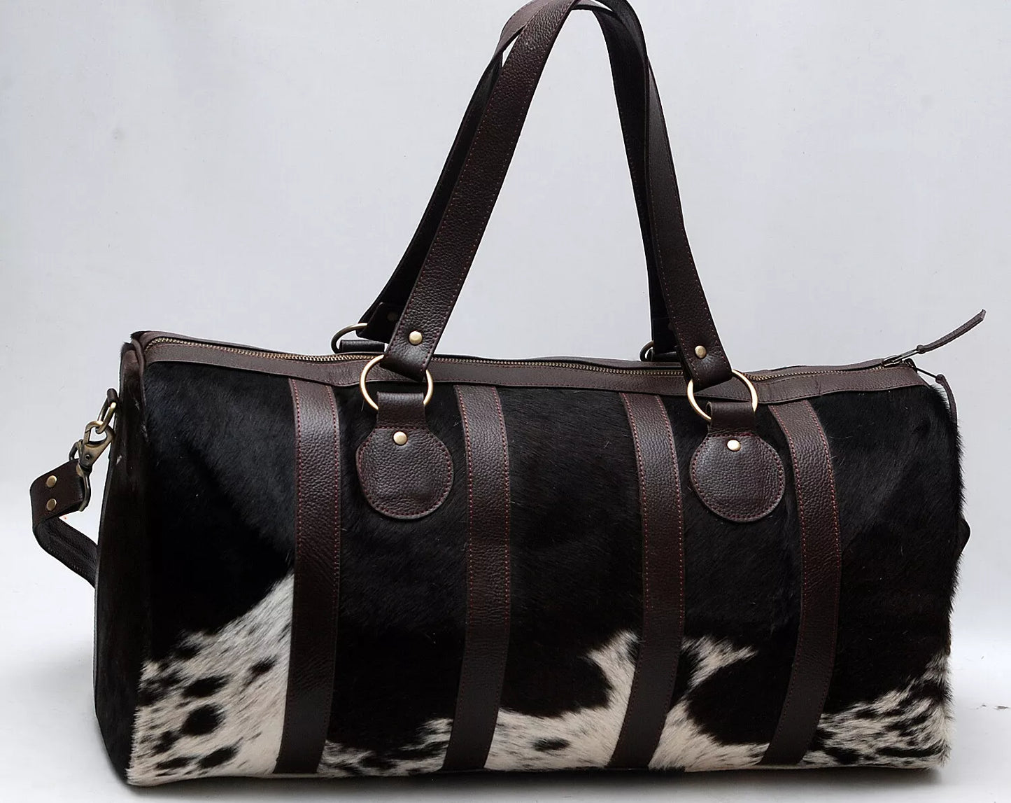 Cow Print Weekender Black & White Cowhide Overnight Bag