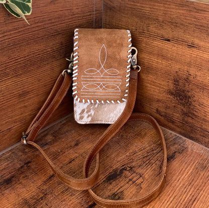 Cowhide Sling Bag With Suede