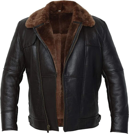 leather aviator jacket with fur men's