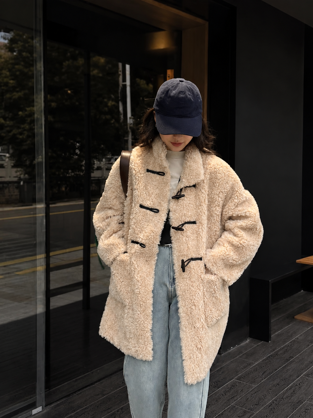 Women's Wool Coat with Toggle Buttons and Stand Collar 3 S