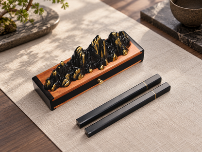 Incense Box with Mountain Landscape and Storage Drawer