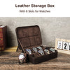 Men’s Leather 8 Slot Luxury Watch Box Travel Case Organizer