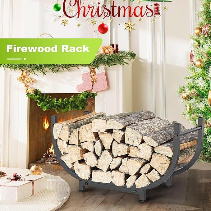 Firewood storage rack with carry handle