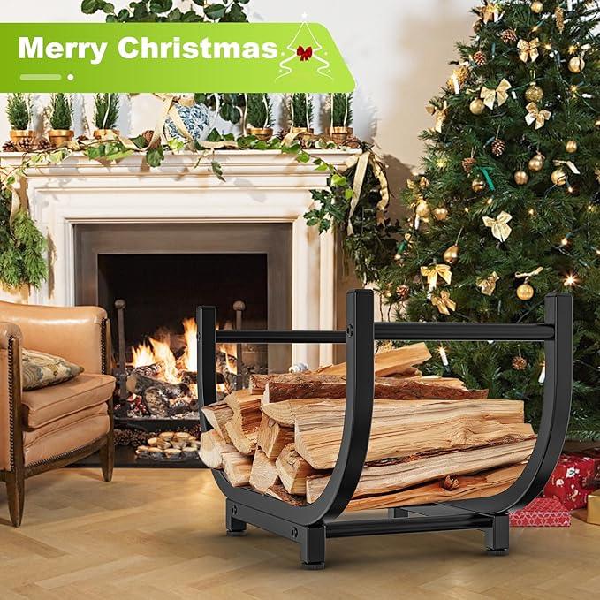 Firewood storage rack with carry handle