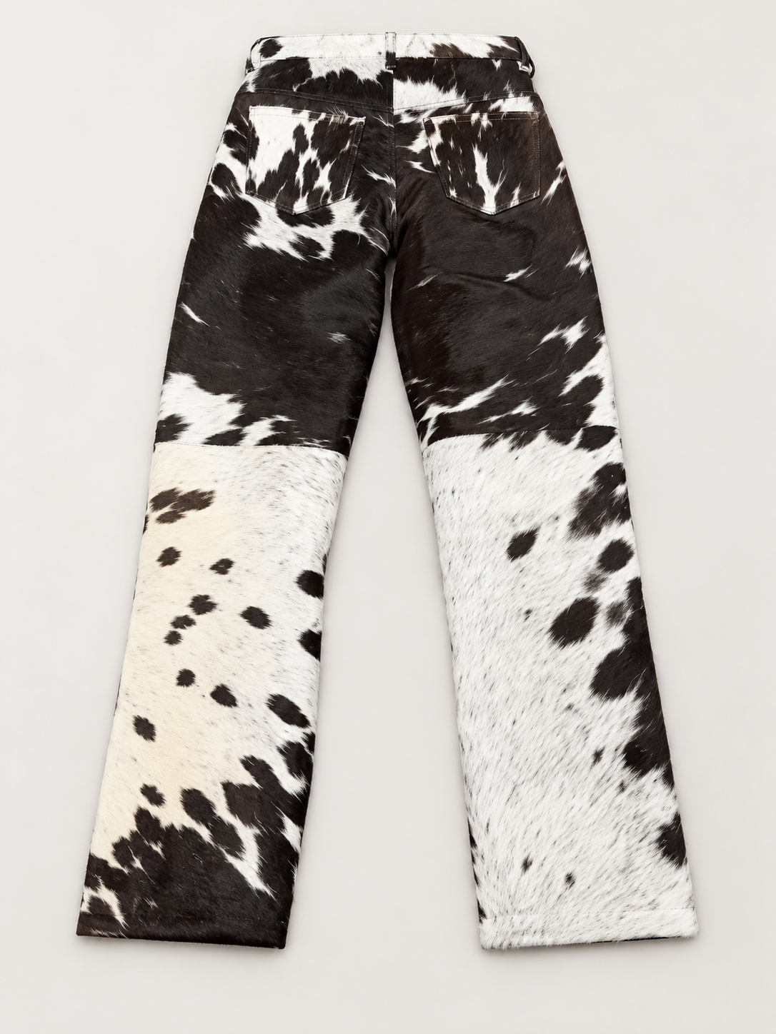 Cow Fur Pants Black White Real Hair On Cowhide Leather