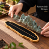 Mountain Incense Burner with Ceramic Landscape and Bamboo Base