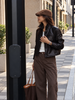 Lambskin Leather Jacket for Women Cropped Oil-Waxed Lapel Style