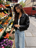 Lambskin Leather Jacket for Women Cropped Oil-Waxed Lapel Style