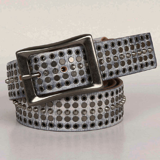Genuine Wide Leather Belt with Rivets Punk Style