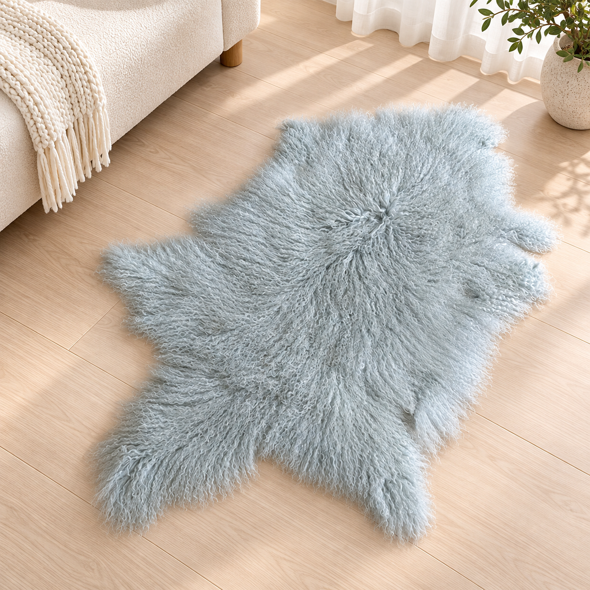 Genuine Curly Sheepskin Rug with Long Wool for Home Decor 6